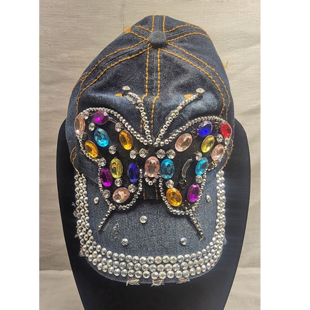 Denim Cap - Sparkling Butterfly with Sparkly Rim